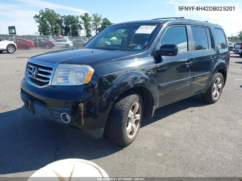 2013 Honda Pilot Ex VIN: 5FNYF4H42DB025201 Lot: 42759374