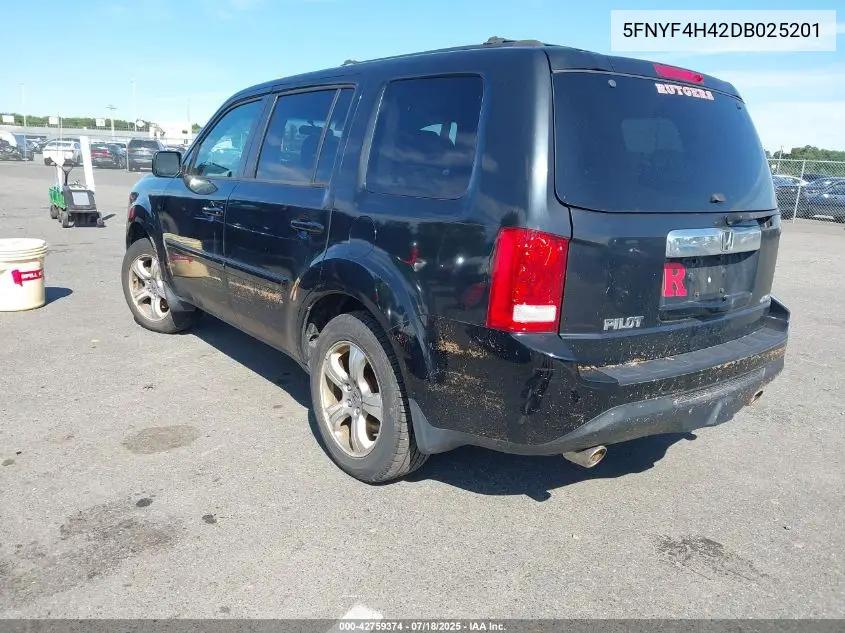 2013 Honda Pilot Ex VIN: 5FNYF4H42DB025201 Lot: 42759374