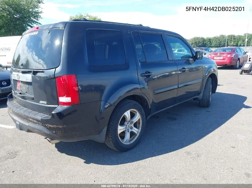 2013 Honda Pilot Ex VIN: 5FNYF4H42DB025201 Lot: 42759374