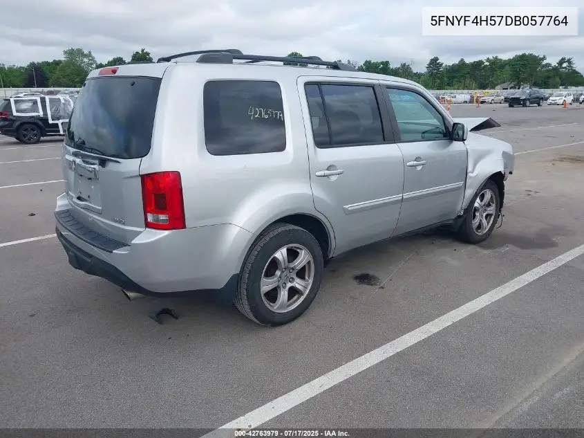 2013 Honda Pilot Ex-L VIN: 5FNYF4H57DB057764 Lot: 42763979