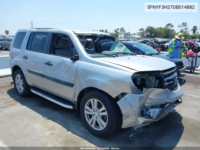 2013 Honda Pilot Lx VIN: 5FNYF3H27DB014882 Lot: 42783440