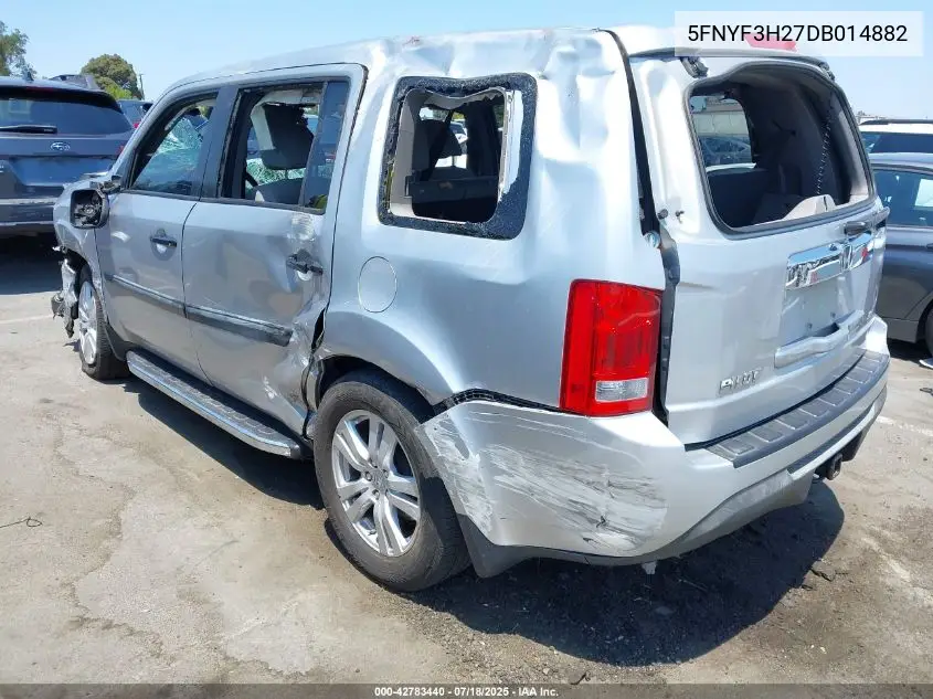 2013 Honda Pilot Lx VIN: 5FNYF3H27DB014882 Lot: 42783440