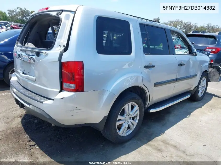 2013 Honda Pilot Lx VIN: 5FNYF3H27DB014882 Lot: 42783440