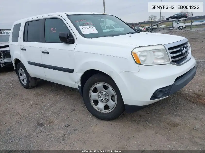 2014 Honda Pilot Lx VIN: 5FNYF3H21EB004222 Lot: 41941152