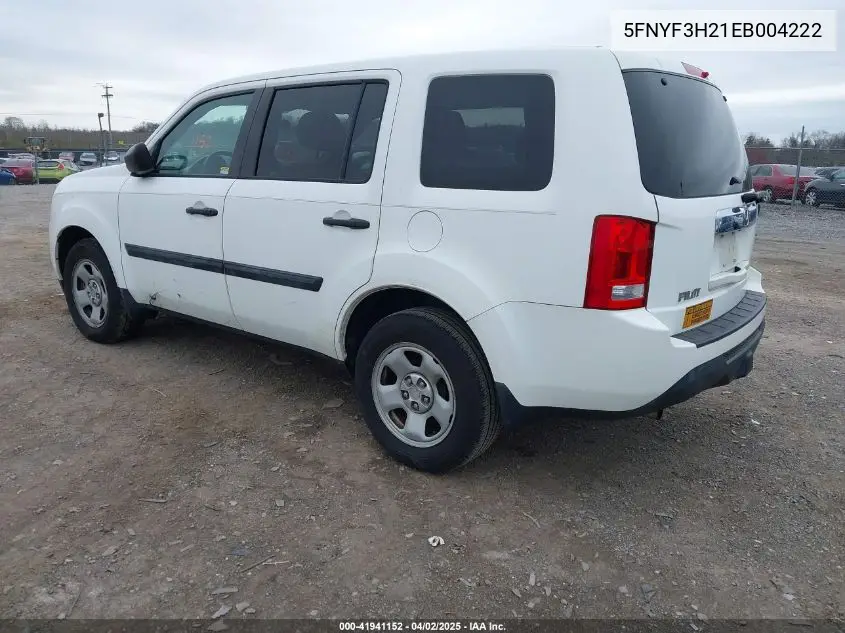 2014 Honda Pilot Lx VIN: 5FNYF3H21EB004222 Lot: 41941152