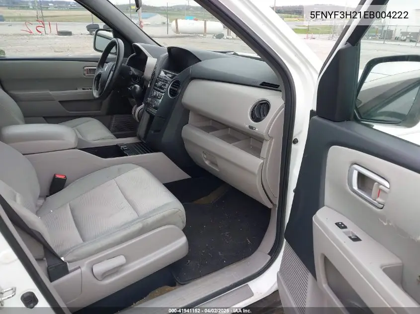2014 Honda Pilot Lx VIN: 5FNYF3H21EB004222 Lot: 41941152