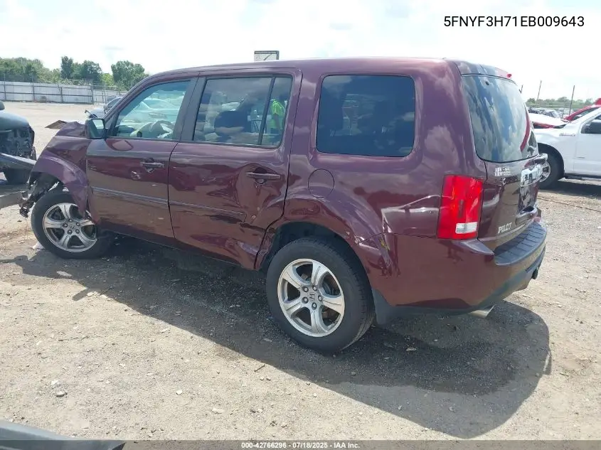 2014 Honda Pilot Ex-L VIN: 5FNYF3H71EB009643 Lot: 42766296