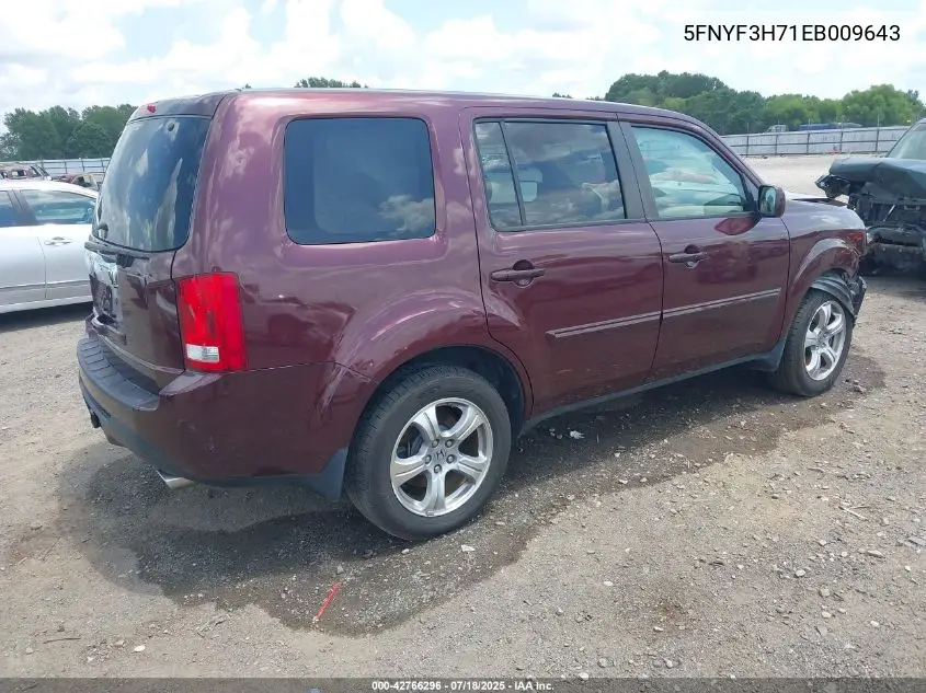 2014 Honda Pilot Ex-L VIN: 5FNYF3H71EB009643 Lot: 42766296