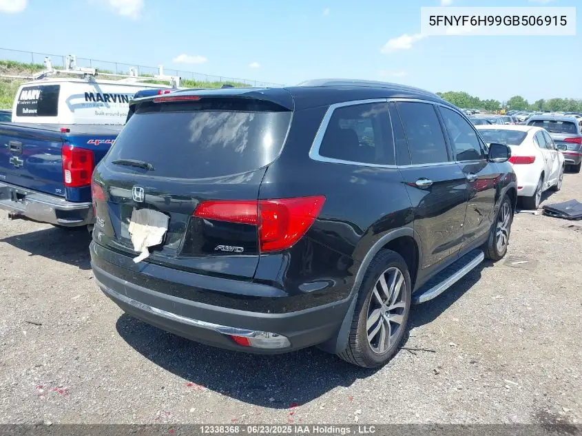 2016 Honda Pilot Touring VIN: 5FNYF6H99GB506915 Lot: 12338368