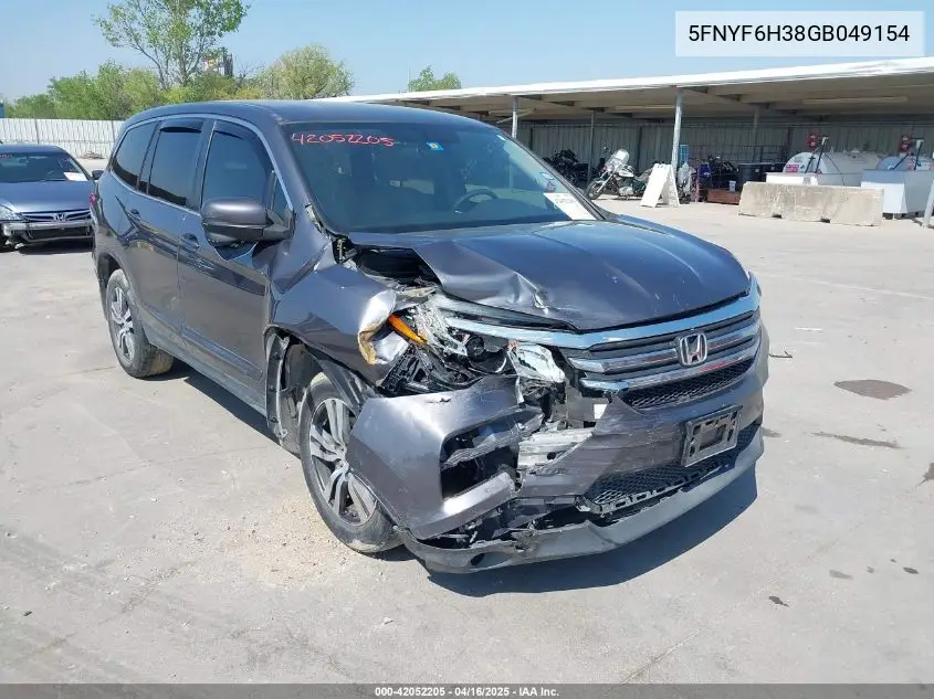 2016 Honda Pilot Ex VIN: 5FNYF6H38GB049154 Lot: 42052205