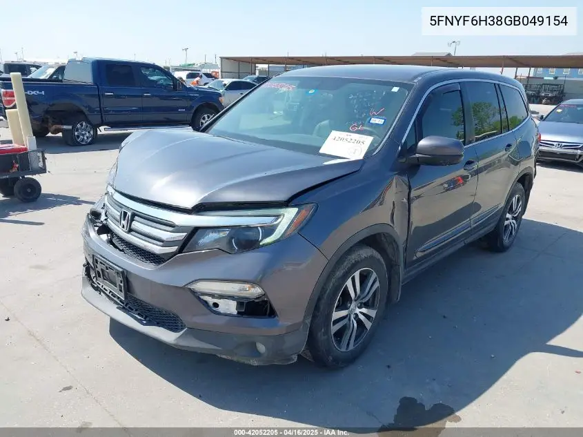 2016 Honda Pilot Ex VIN: 5FNYF6H38GB049154 Lot: 42052205