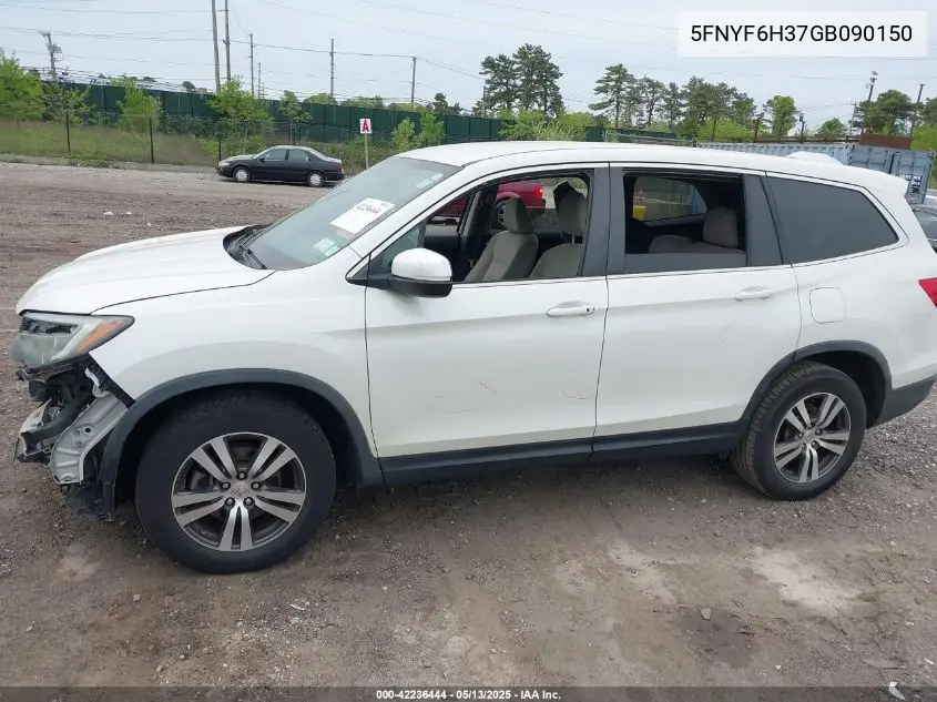 2016 Honda Pilot Ex VIN: 5FNYF6H37GB090150 Lot: 42236444