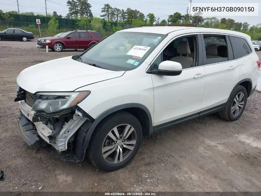 2016 Honda Pilot Ex VIN: 5FNYF6H37GB090150 Lot: 42236444