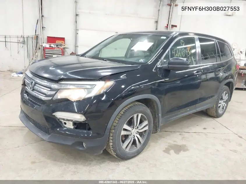 2016 Honda Pilot Ex VIN: 5FNYF6H30GB027553 Lot: 42601343