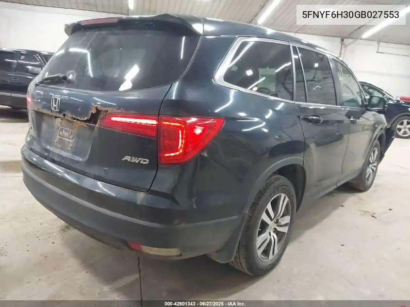 2016 Honda Pilot Ex VIN: 5FNYF6H30GB027553 Lot: 42601343