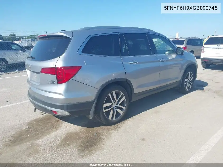 2016 Honda Pilot Touring VIN: 5FNYF6H9XGB090745 Lot: 42608393
