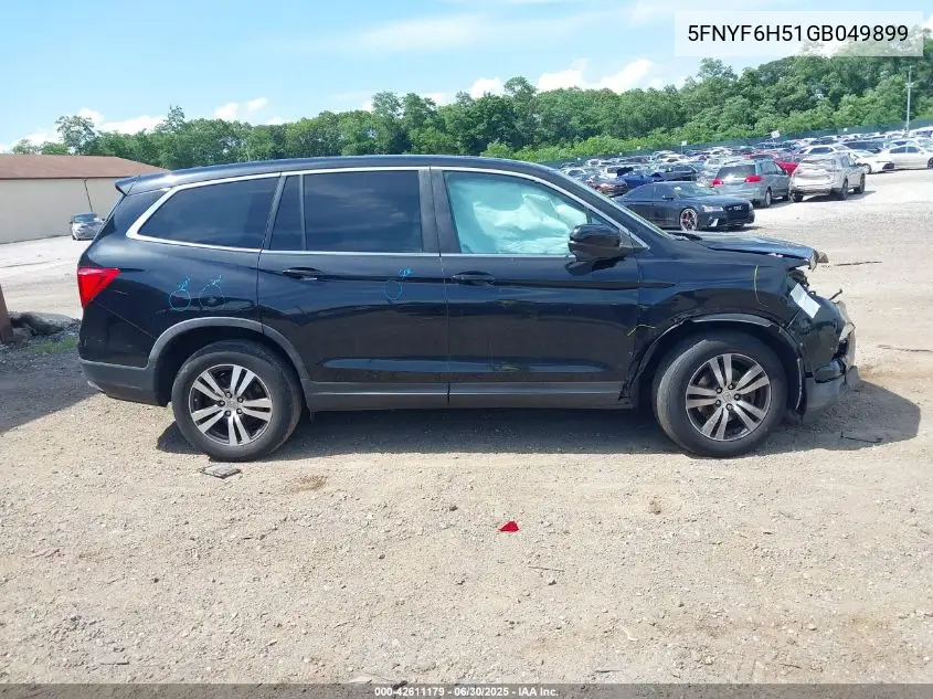 2016 Honda Pilot Ex-L VIN: 5FNYF6H51GB049899 Lot: 42611179