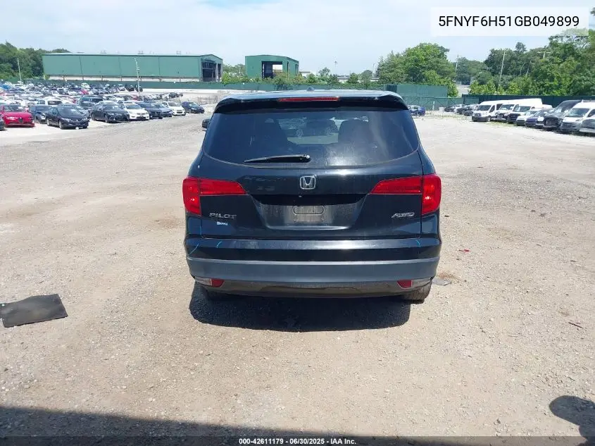2016 Honda Pilot Ex-L VIN: 5FNYF6H51GB049899 Lot: 42611179