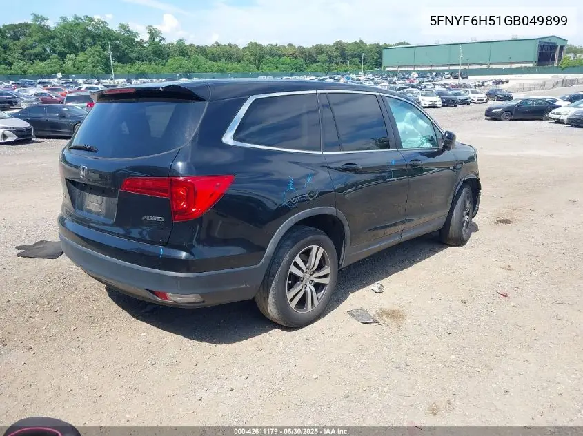 2016 Honda Pilot Ex-L VIN: 5FNYF6H51GB049899 Lot: 42611179