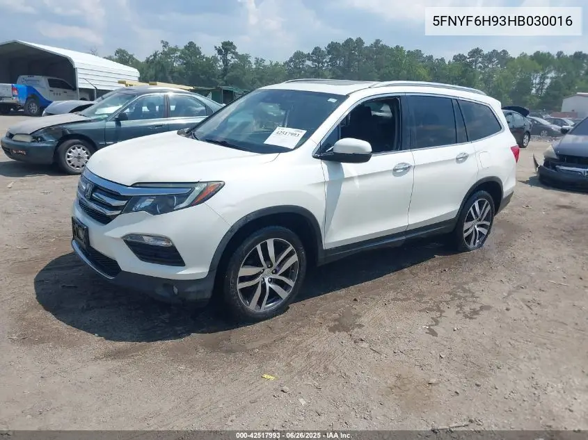 2017 Honda Pilot Touring VIN: 5FNYF6H93HB030016 Lot: 42517993