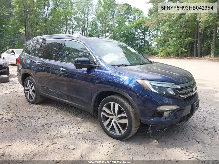 2017 Honda Pilot Touring VIN: 5FNYF5H93HB042354 Lot: 42602588