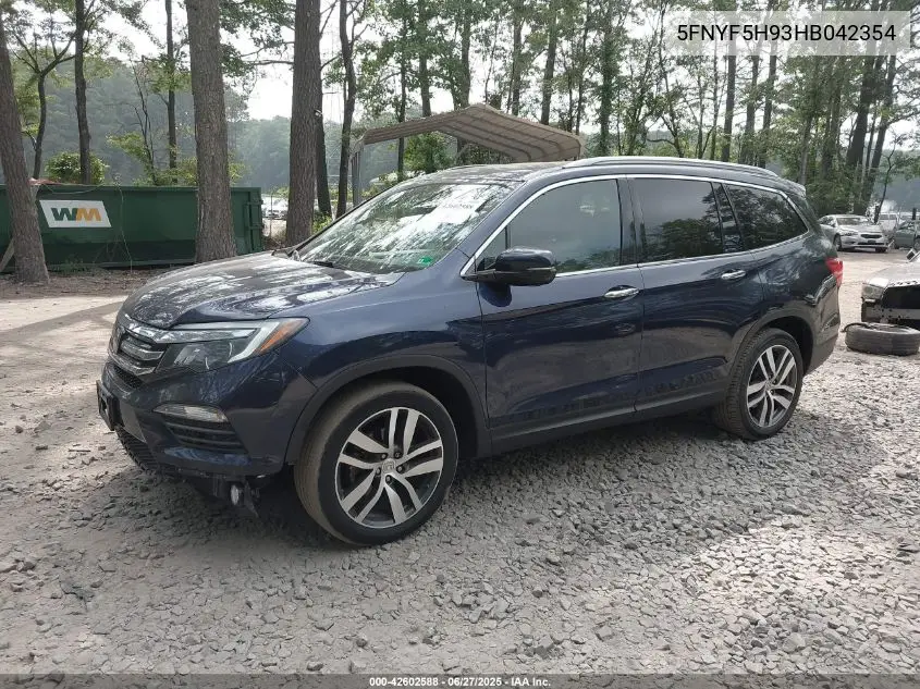 2017 Honda Pilot Touring VIN: 5FNYF5H93HB042354 Lot: 42602588