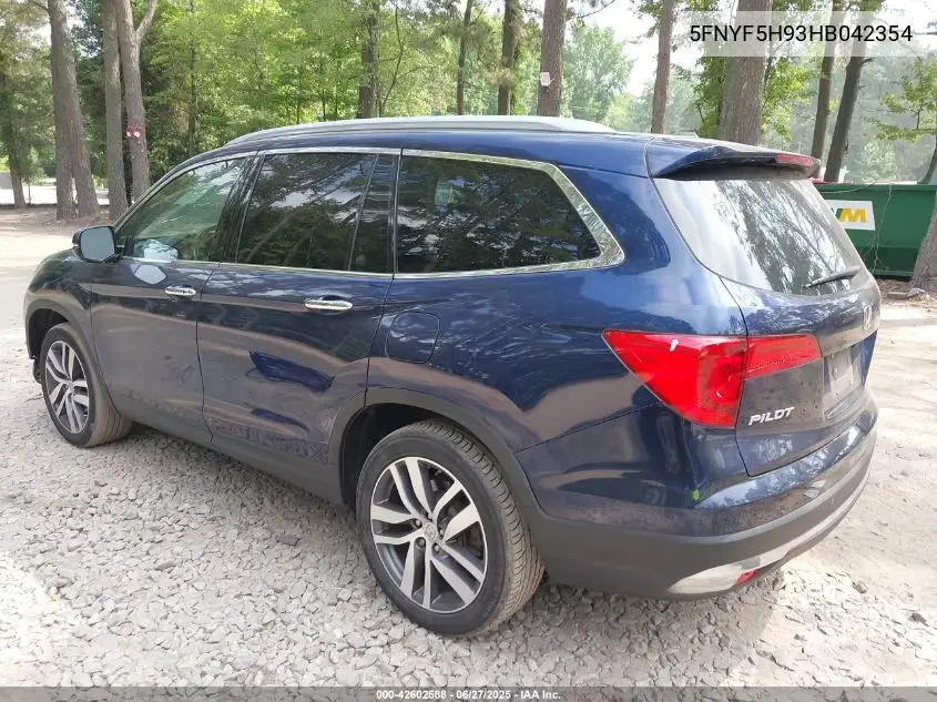 2017 Honda Pilot Touring VIN: 5FNYF5H93HB042354 Lot: 42602588