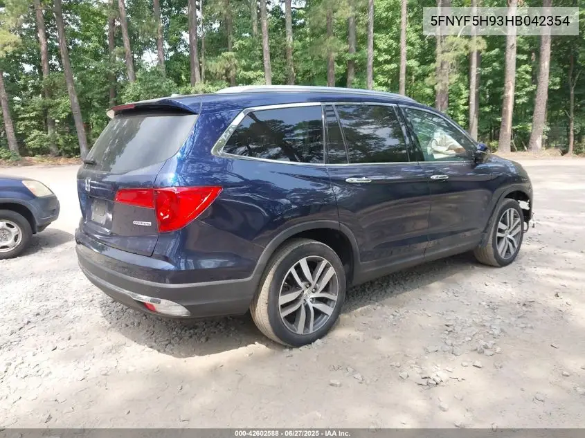 2017 Honda Pilot Touring VIN: 5FNYF5H93HB042354 Lot: 42602588