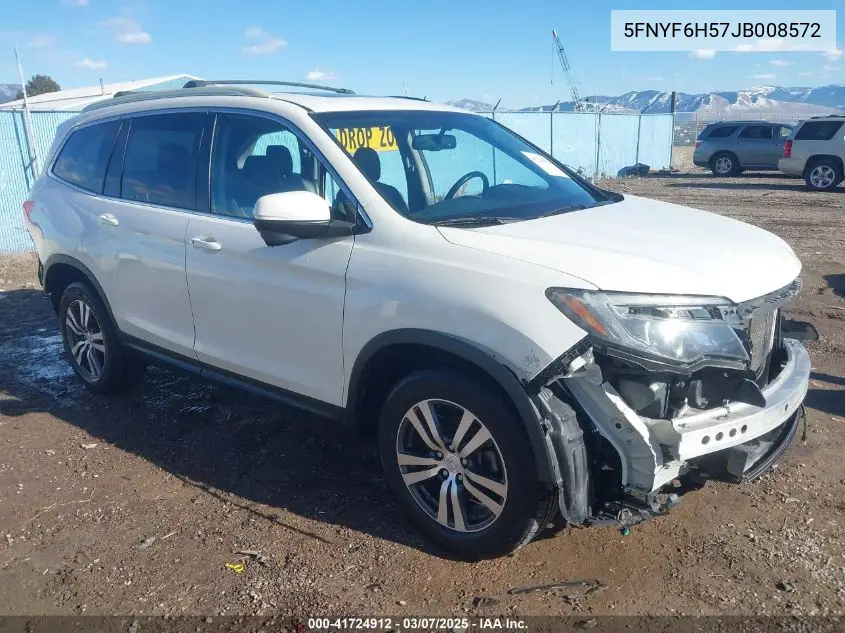 2018 Honda Pilot Ex-L VIN: 5FNYF6H57JB008572 Lot: 41724912