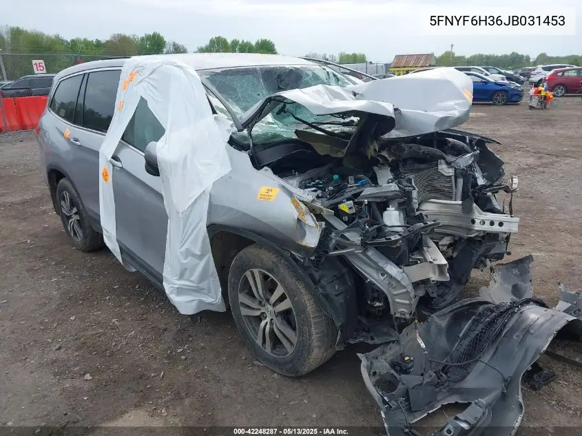 2018 Honda Pilot Ex VIN: 5FNYF6H36JB031453 Lot: 42248287