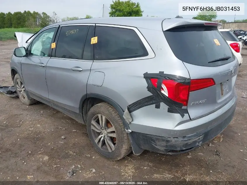 2018 Honda Pilot Ex VIN: 5FNYF6H36JB031453 Lot: 42248287