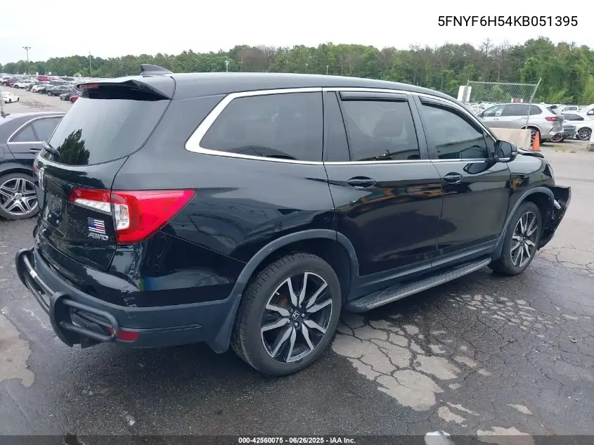 2019 Honda Pilot Ex-L VIN: 5FNYF6H54KB051395 Lot: 42560075
