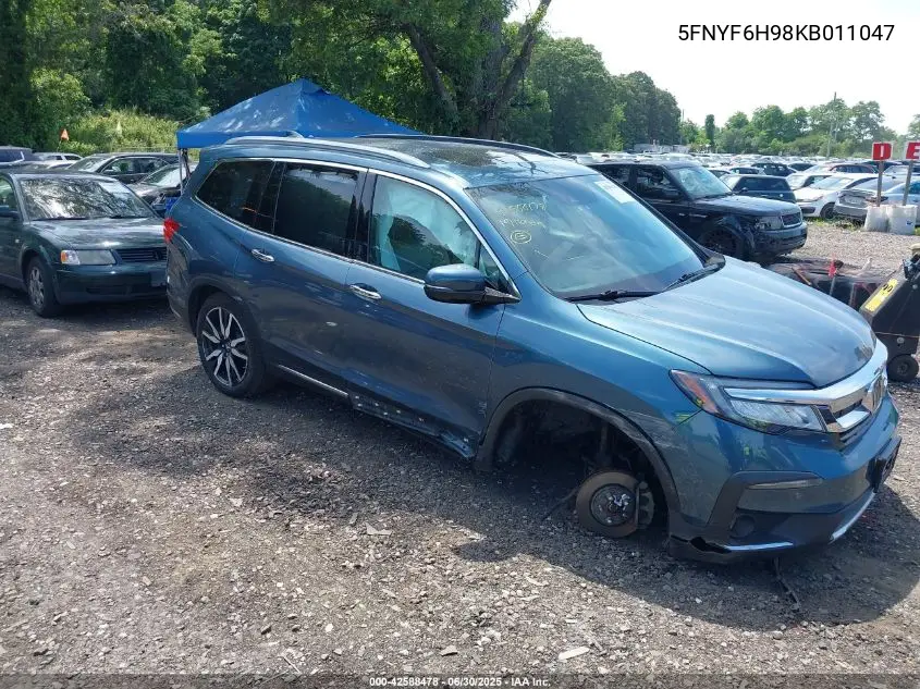 2019 Honda Pilot Touring VIN: 5FNYF6H98KB011047 Lot: 42588478