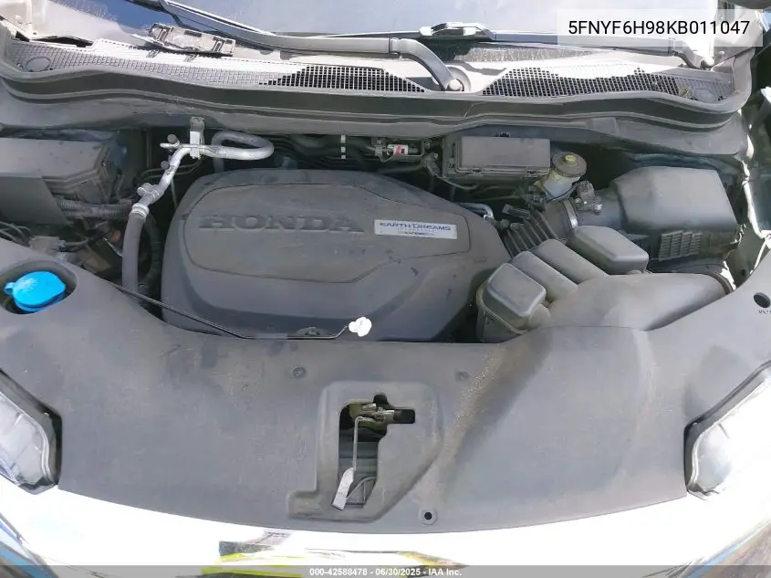 2019 Honda Pilot Touring VIN: 5FNYF6H98KB011047 Lot: 42588478