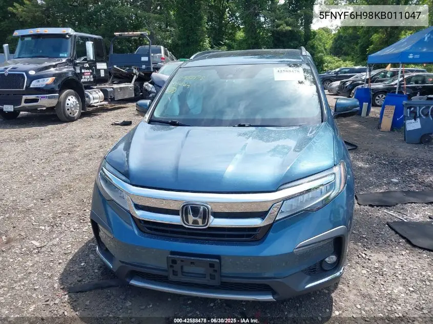 2019 Honda Pilot Touring VIN: 5FNYF6H98KB011047 Lot: 42588478
