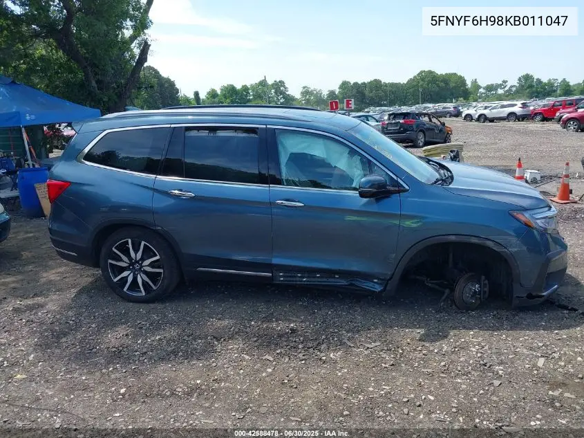2019 Honda Pilot Touring VIN: 5FNYF6H98KB011047 Lot: 42588478