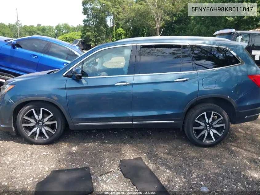2019 Honda Pilot Touring VIN: 5FNYF6H98KB011047 Lot: 42588478