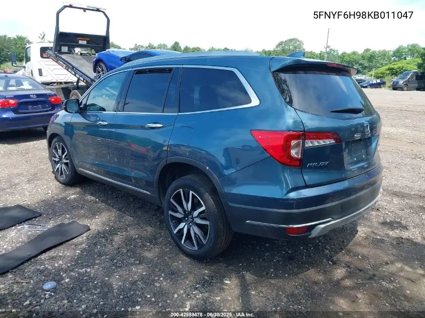 2019 Honda Pilot Touring VIN: 5FNYF6H98KB011047 Lot: 42588478