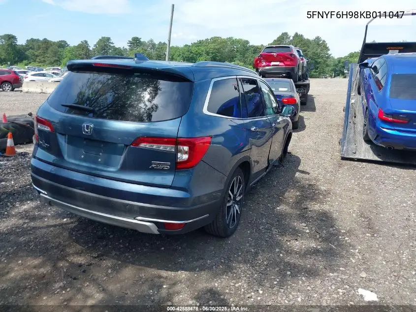 2019 Honda Pilot Touring VIN: 5FNYF6H98KB011047 Lot: 42588478