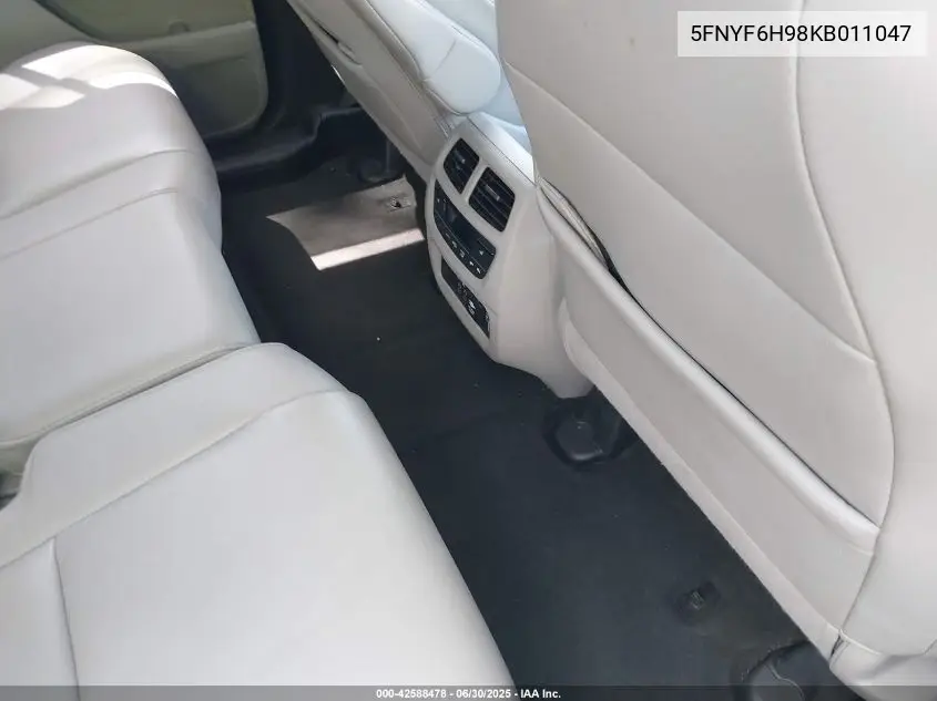 2019 Honda Pilot Touring VIN: 5FNYF6H98KB011047 Lot: 42588478