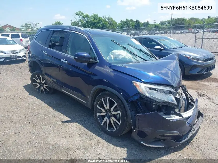 2019 Honda Pilot Touring VIN: 5FNYF6H61KB084699 Lot: 42589992