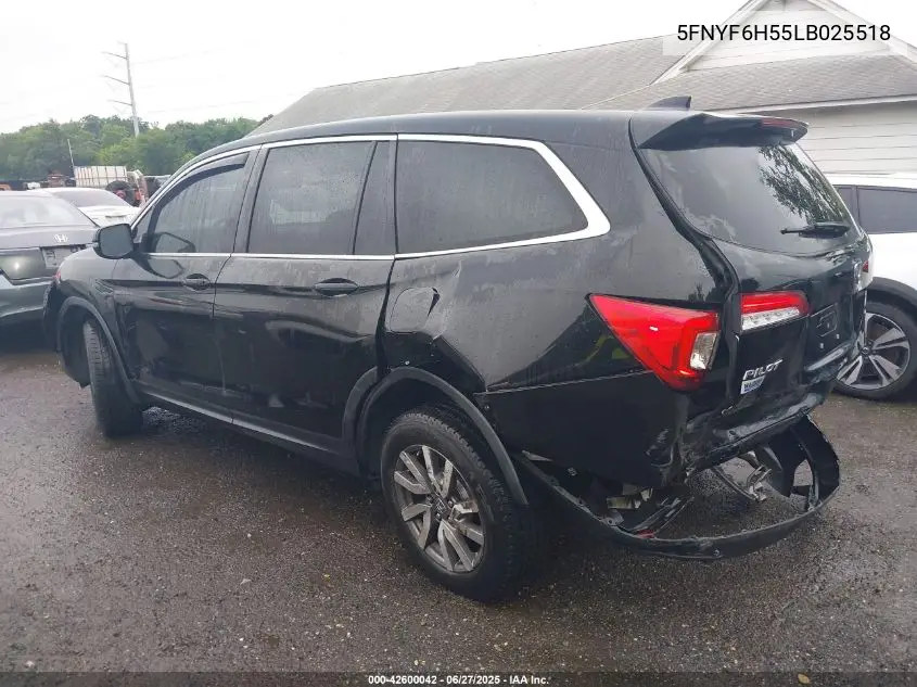 2020 Honda Pilot Awd Ex-L VIN: 5FNYF6H55LB025518 Lot: 42600042