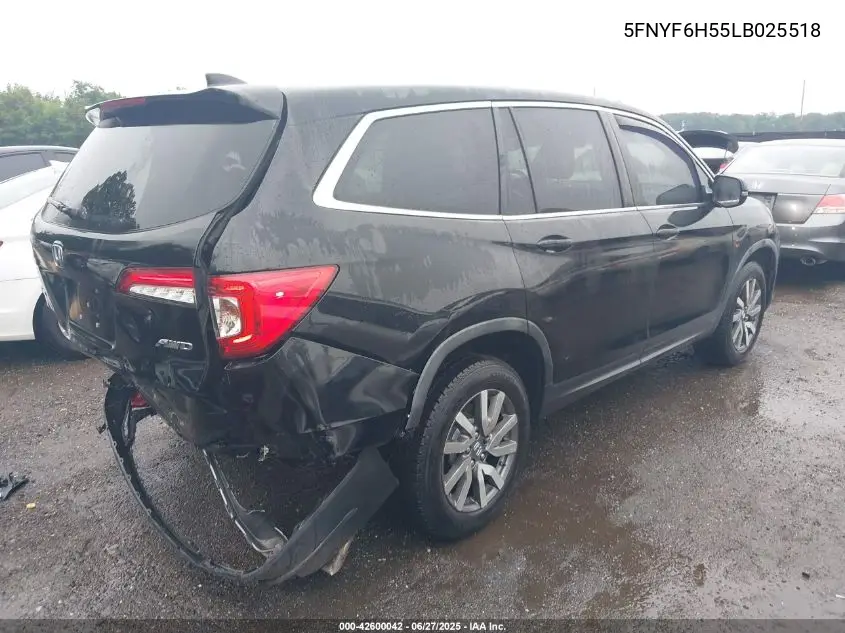 2020 Honda Pilot Awd Ex-L VIN: 5FNYF6H55LB025518 Lot: 42600042