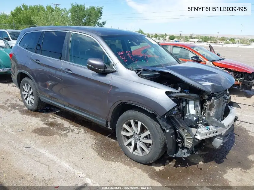 2020 Honda Pilot Awd Ex-L VIN: 5FNYF6H51LB039495 Lot: 42608549