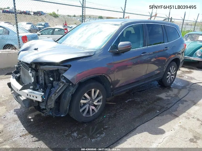 2020 Honda Pilot Awd Ex-L VIN: 5FNYF6H51LB039495 Lot: 42608549