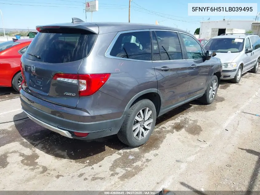 2020 Honda Pilot Awd Ex-L VIN: 5FNYF6H51LB039495 Lot: 42608549