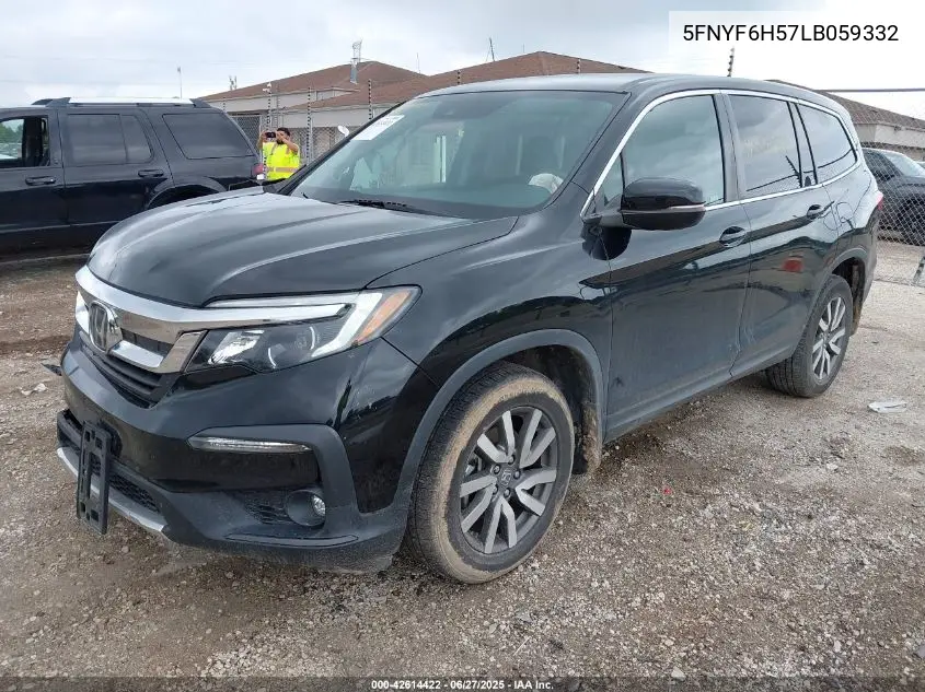 2020 Honda Pilot Awd Ex-L VIN: 5FNYF6H57LB059332 Lot: 42614422