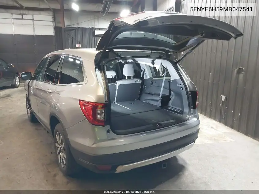 2021 Honda Pilot Awd Ex-L VIN: 5FNYF6H59MB047541 Lot: 42243817