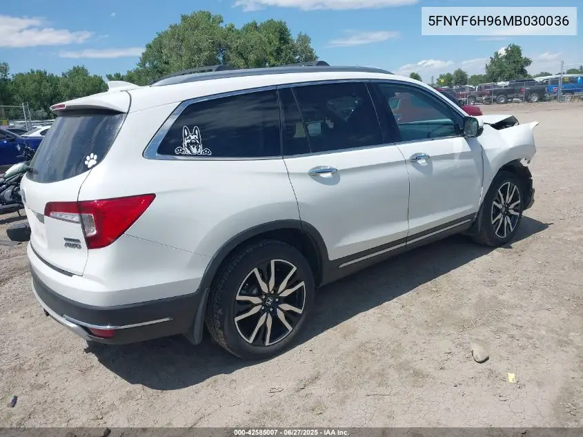 2021 Honda Pilot Awd Touring 8 Passenger VIN: 5FNYF6H96MB030036 Lot: 42585007