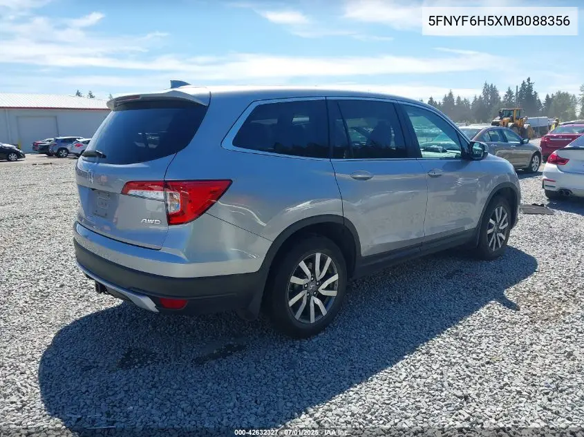2021 Honda Pilot Exl VIN: 5FNYF6H5XMB088356 Lot: 42632327